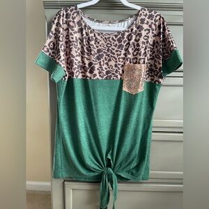 Animal Print Sequin Top